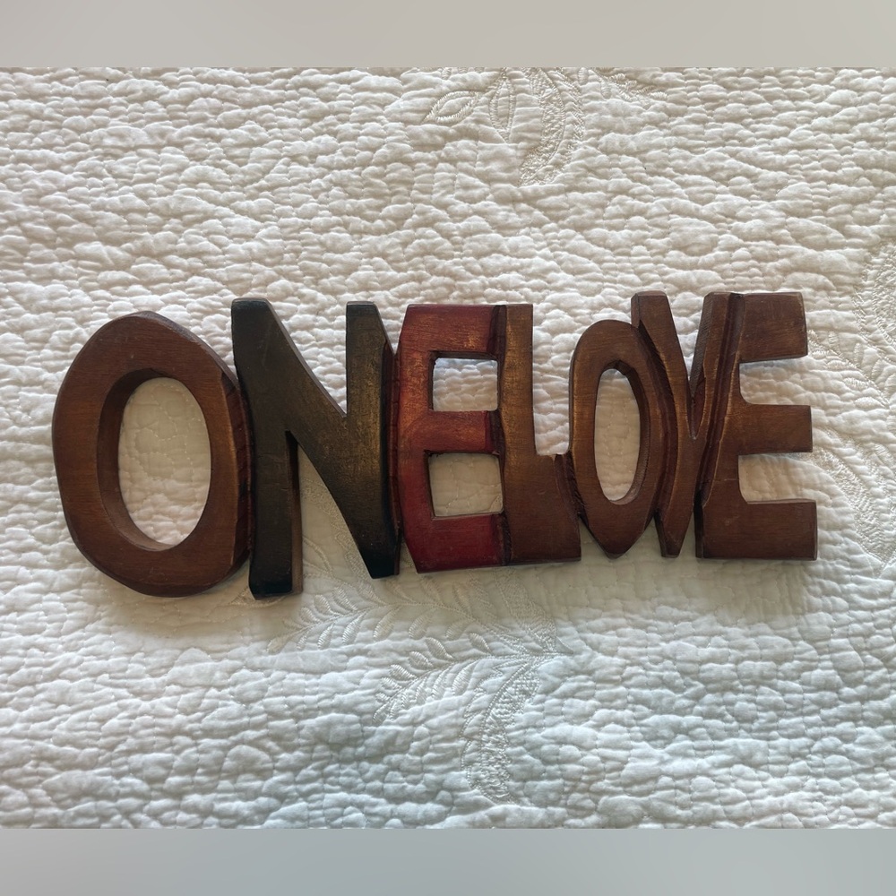 ONE LOVE wooden wall decor - made of one piece of solid wood